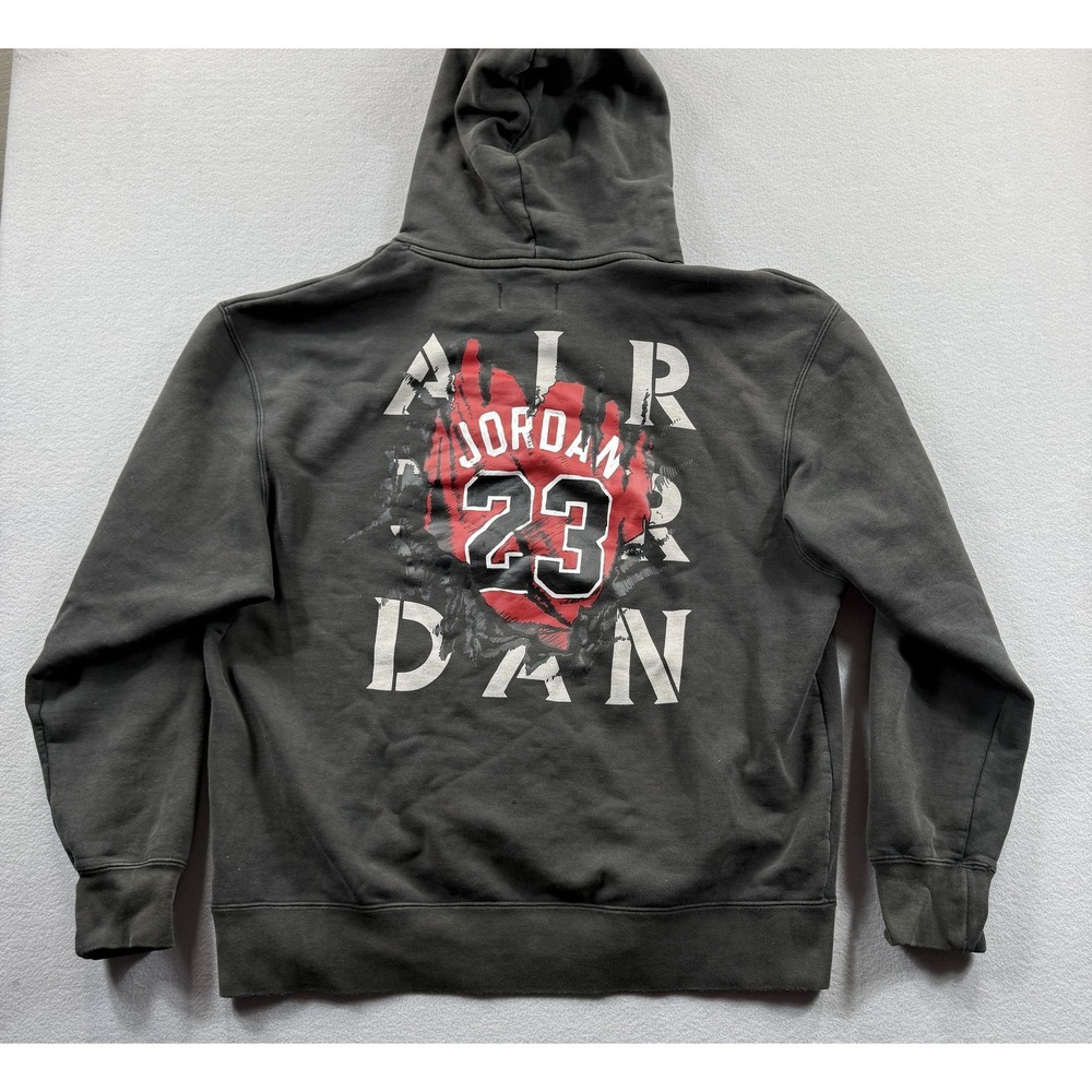 Jordan Hoodie Sweatshirt Mens XL Gray Fleece Pullover Air Jordan 23‎ Graphic